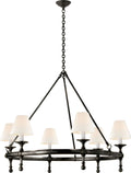 Classic Ring Chandelier | Bronze | Linen Shades