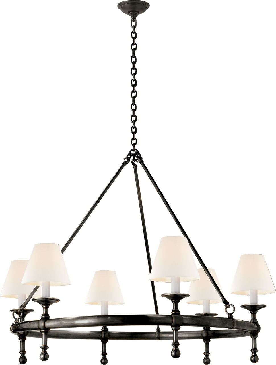 Classic Ring Chandelier | Bronze | Linen Shades