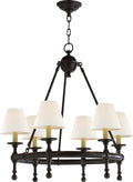 Classic Mini Ring Chandelier | Bronze | Linen Shades