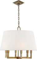 Square Tube Hanging Shade | Hand-Rubbed Antique Brass | Linen Shade
