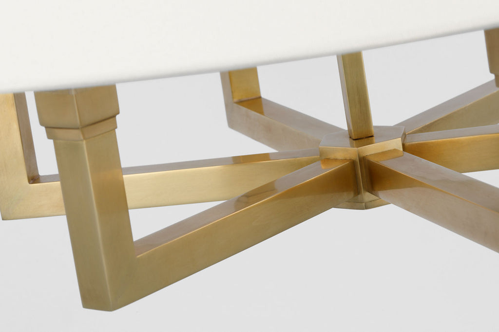 Square Tube Hanging Shade | Hand-Rubbed Antique Brass | Linen Shade