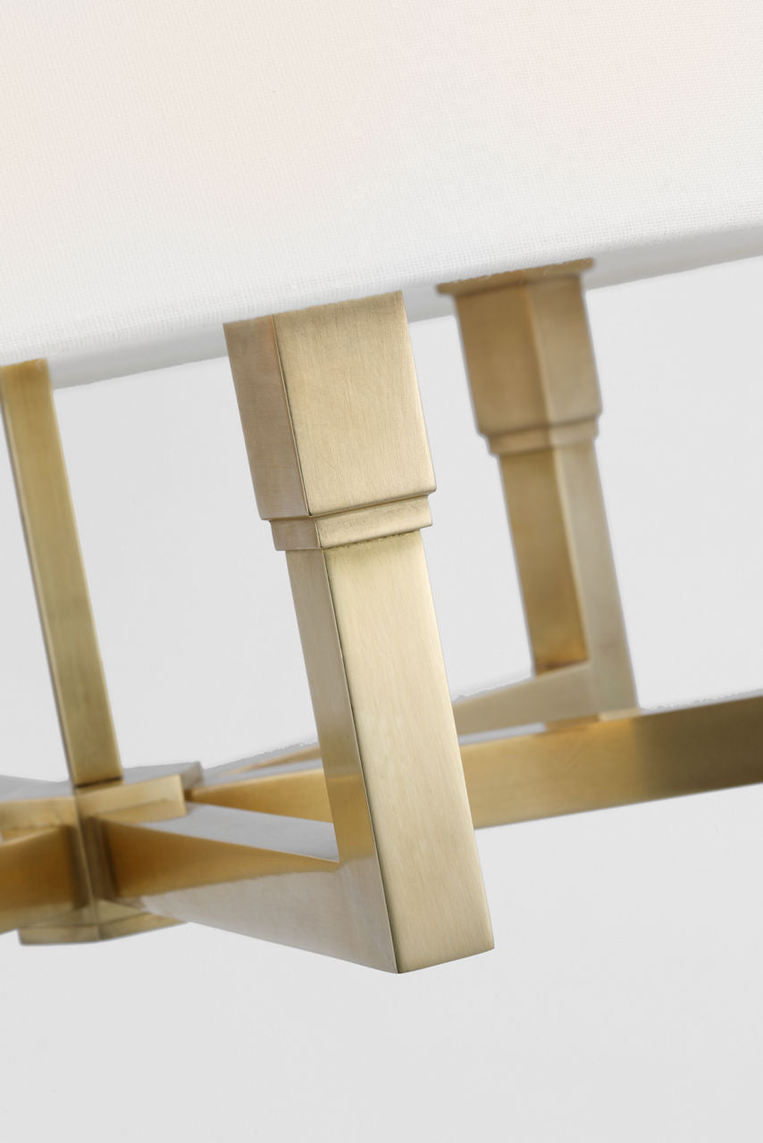 Square Tube Hanging Shade | Hand-Rubbed Antique Brass | Linen Shade