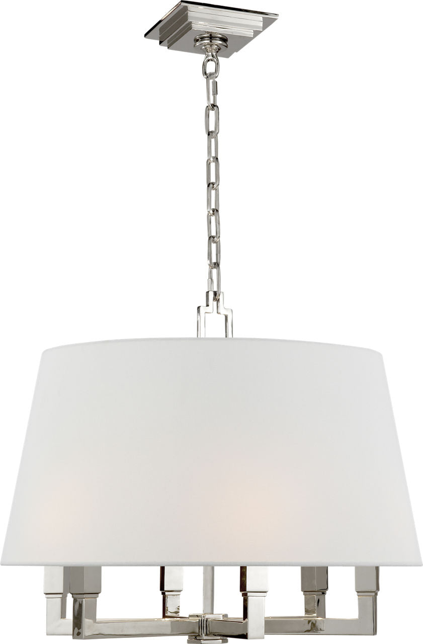 Square Tube Hanging Shade | Polished Nickel | Linen Shade