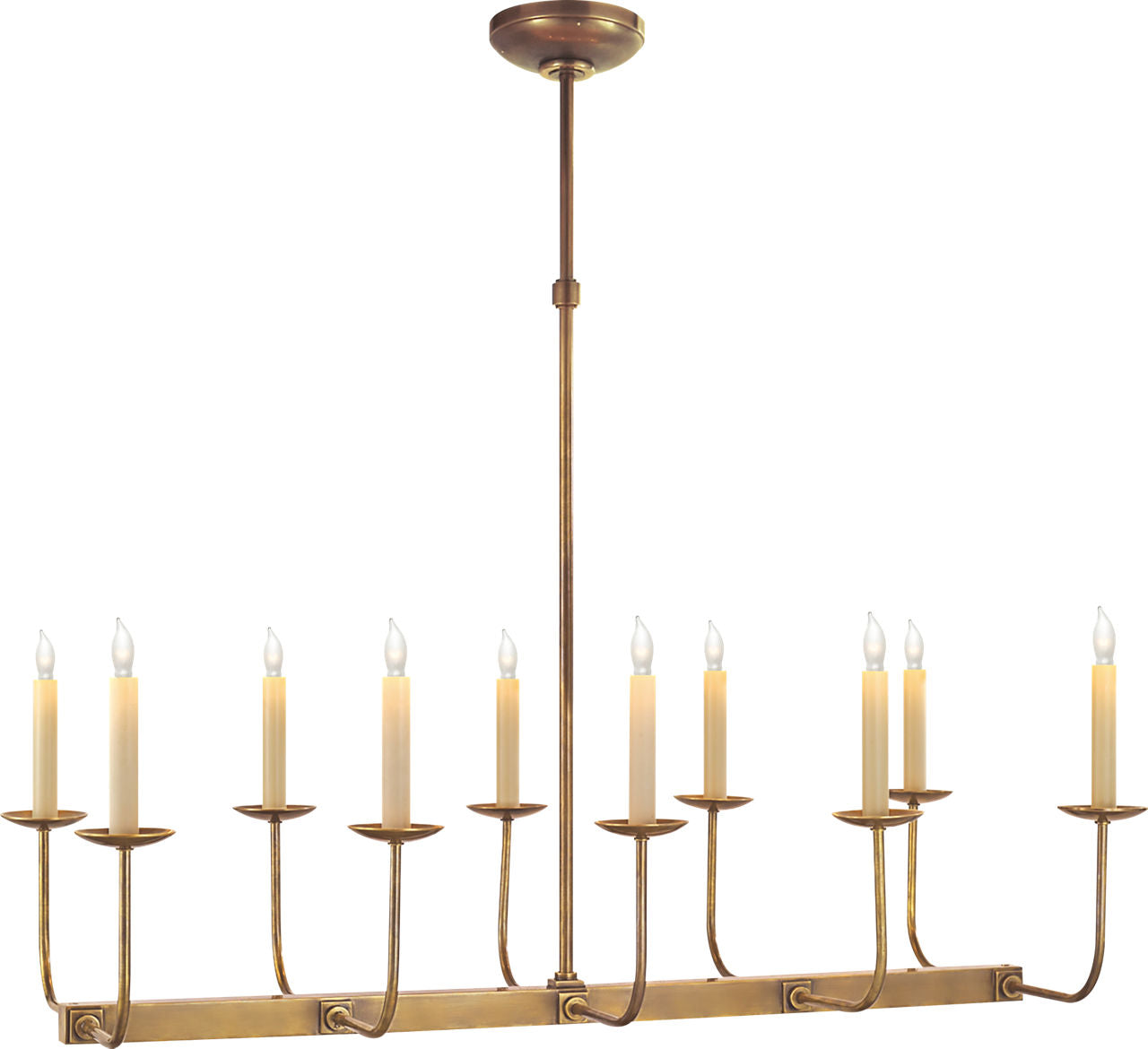 Linear Branched Chandelier | Hand-Rubbed Antique Brass