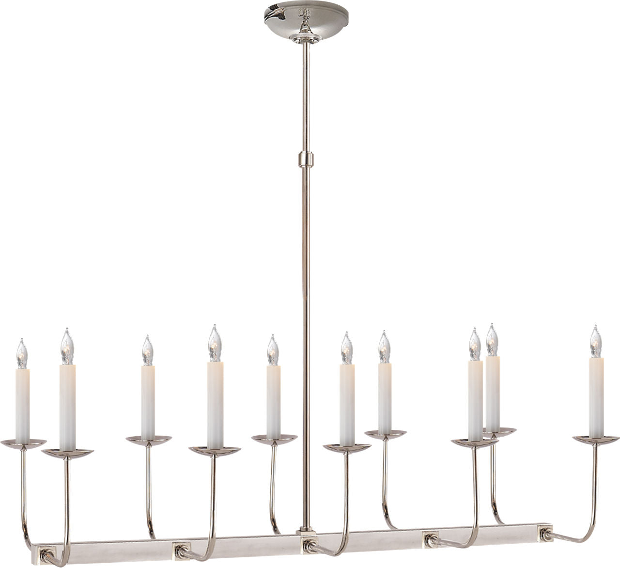 Linear Branched Chandelier | Polished Nickel