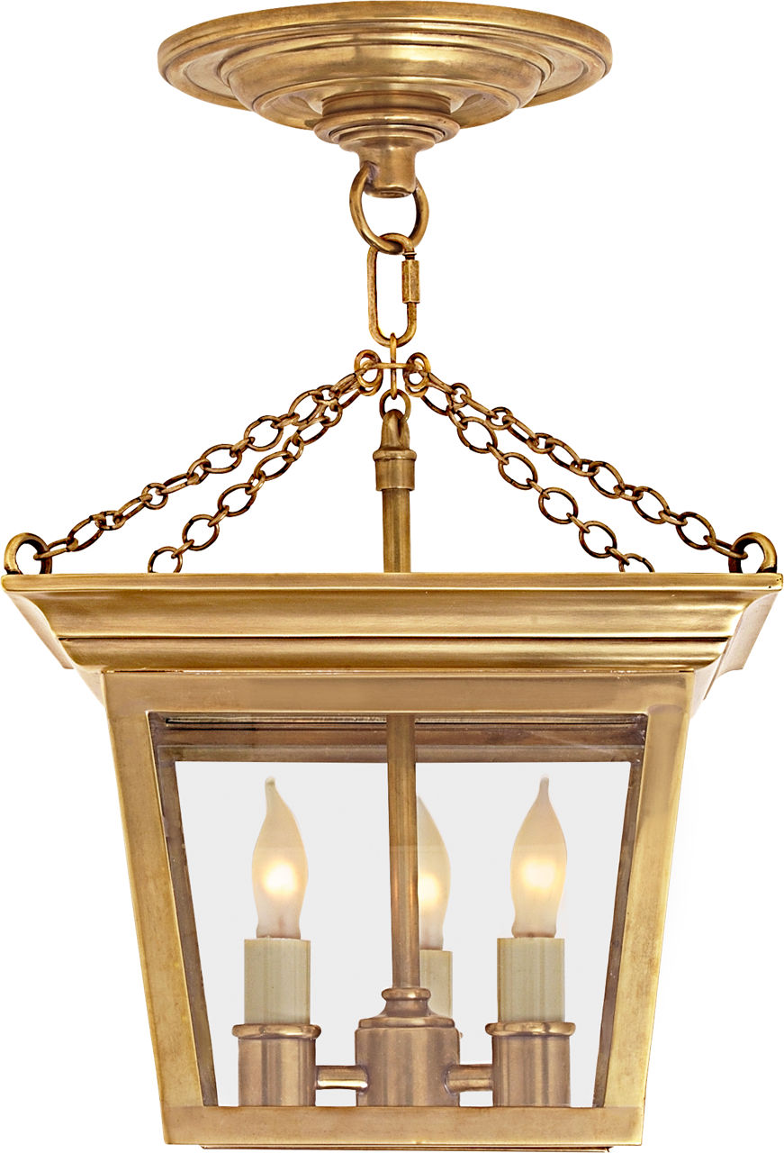 Cornice Semi-Flush Lantern | Hand-Rubbed Antique Brass