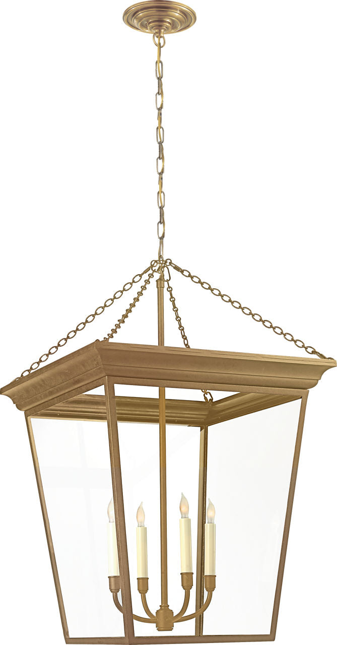 Cornice Large Lantern | Hand-Rubbed Antique Brass