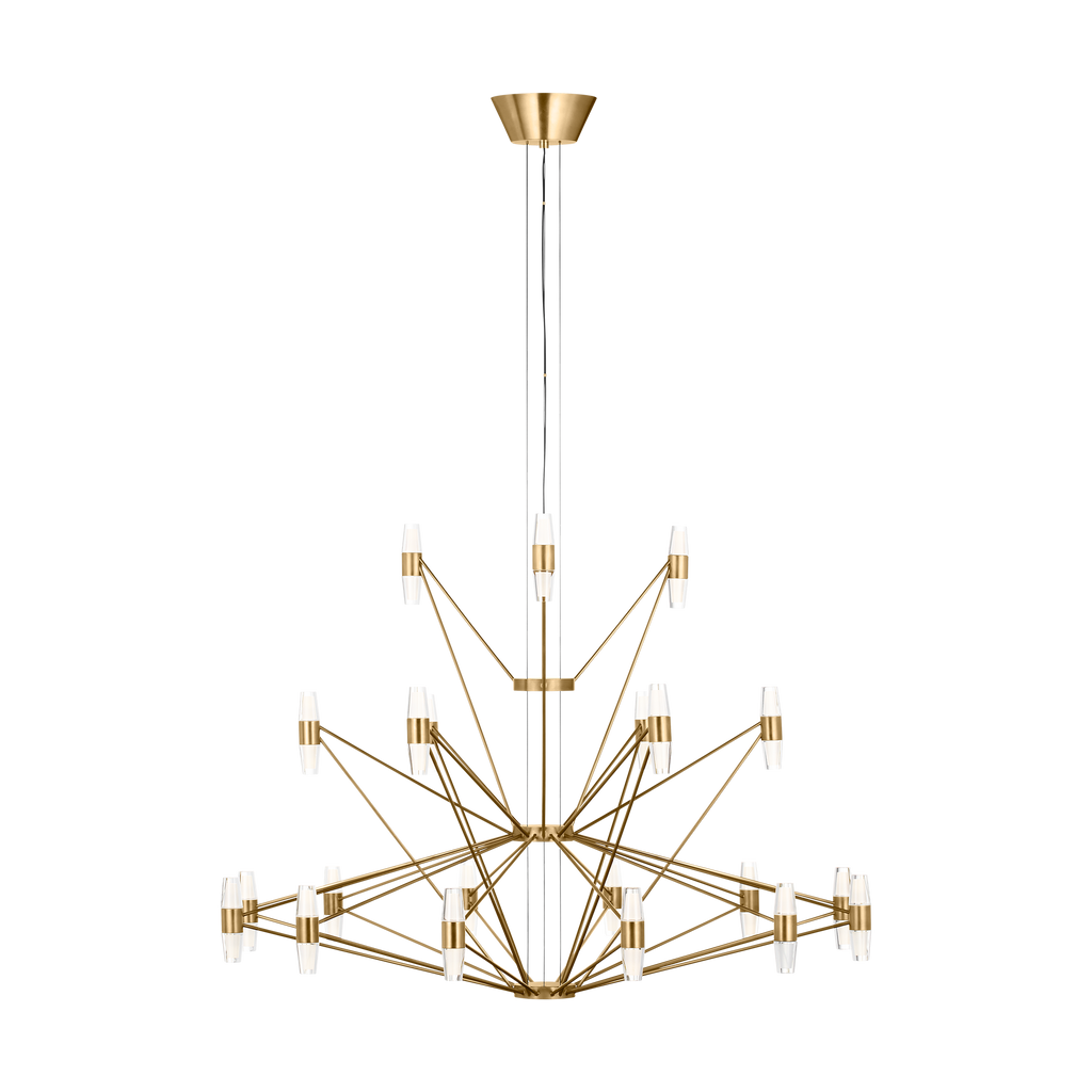 Lassell Three Tier Tall X-Large Chandelier | Natural Brass 2700K 120V