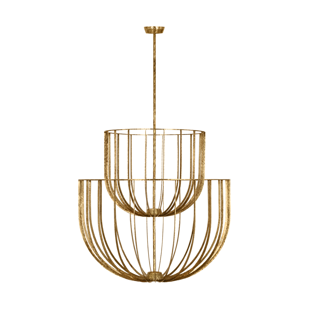 Sanchi Large Two Tier Chandelier Polished antique Brass 2700K 90 CRI