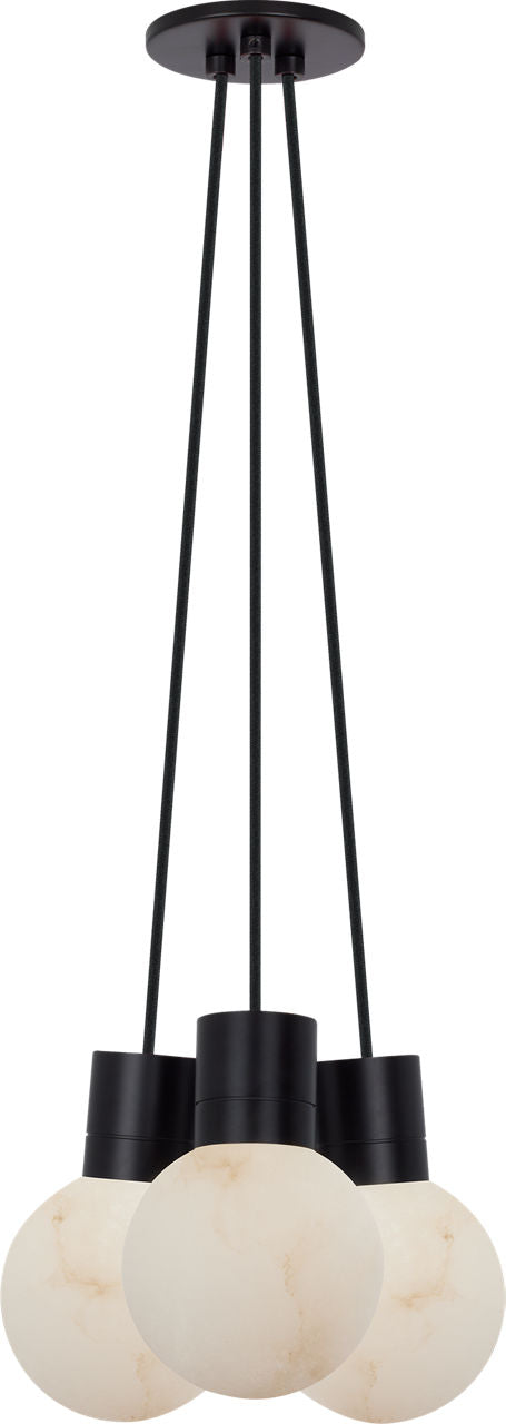 Mina Alabaster 3-Light Small Chandelier Black Cord Black 3000K 90 CRI