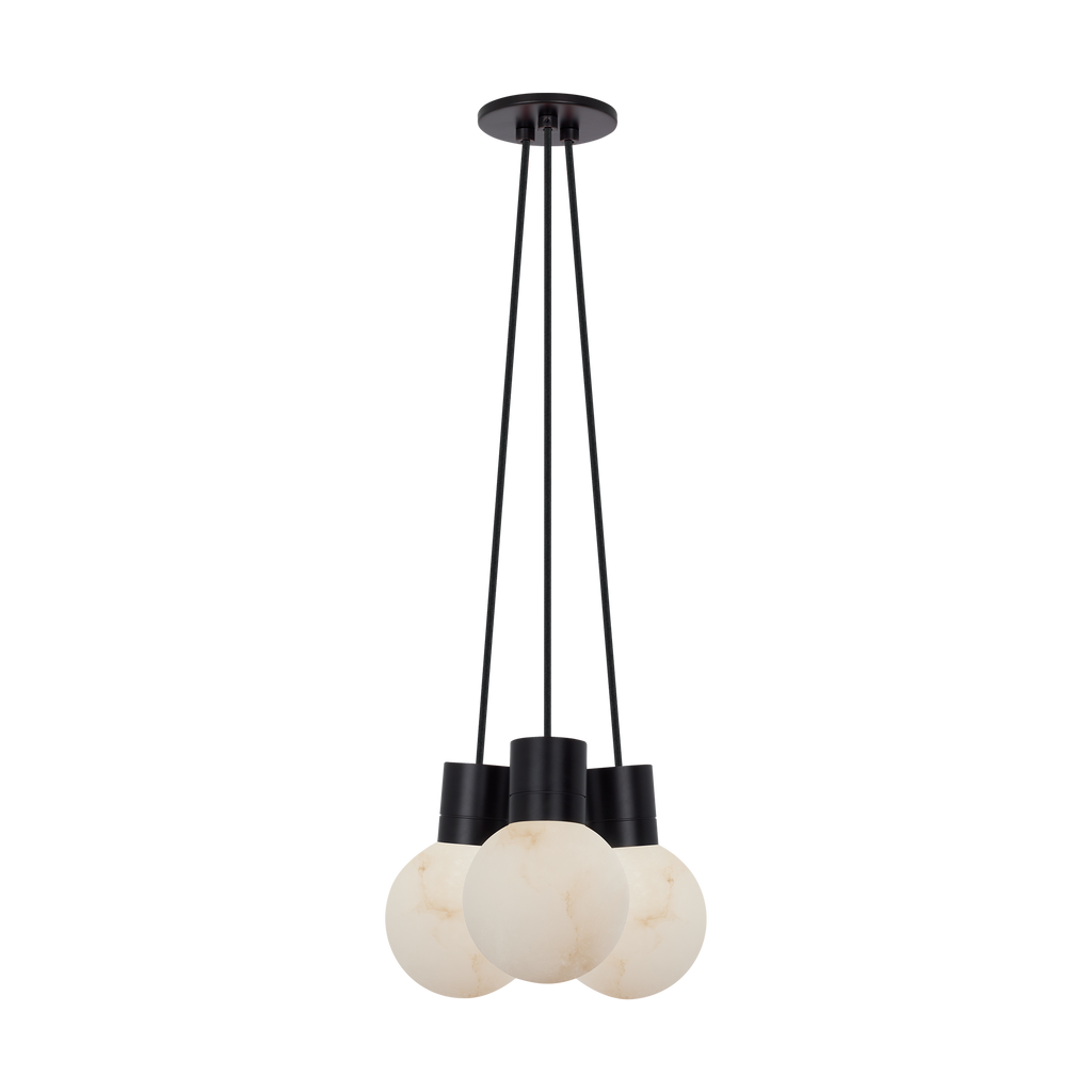 Mina Alabaster 3-Light Small Chandelier Black Cord Black 3000K-2200K 90 CRI