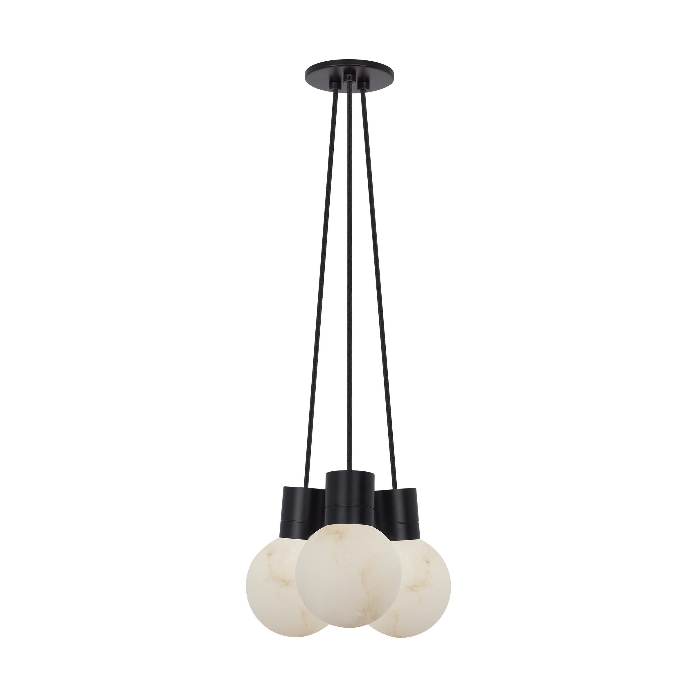 Mina Alabaster 3-Light Small Chandelier Black Cord Black 3000K-2200K 90 CRI