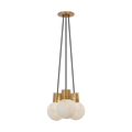 Mina Alabaster 3-Light Small Chandelier Black Cord hand rubbed antique brass 3000K-2200K 90 CRI