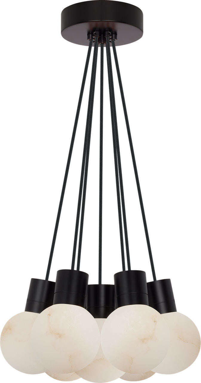 Mina Alabaster 7-Light Small Chandelier Black Cord Black 3000K 90 CRI