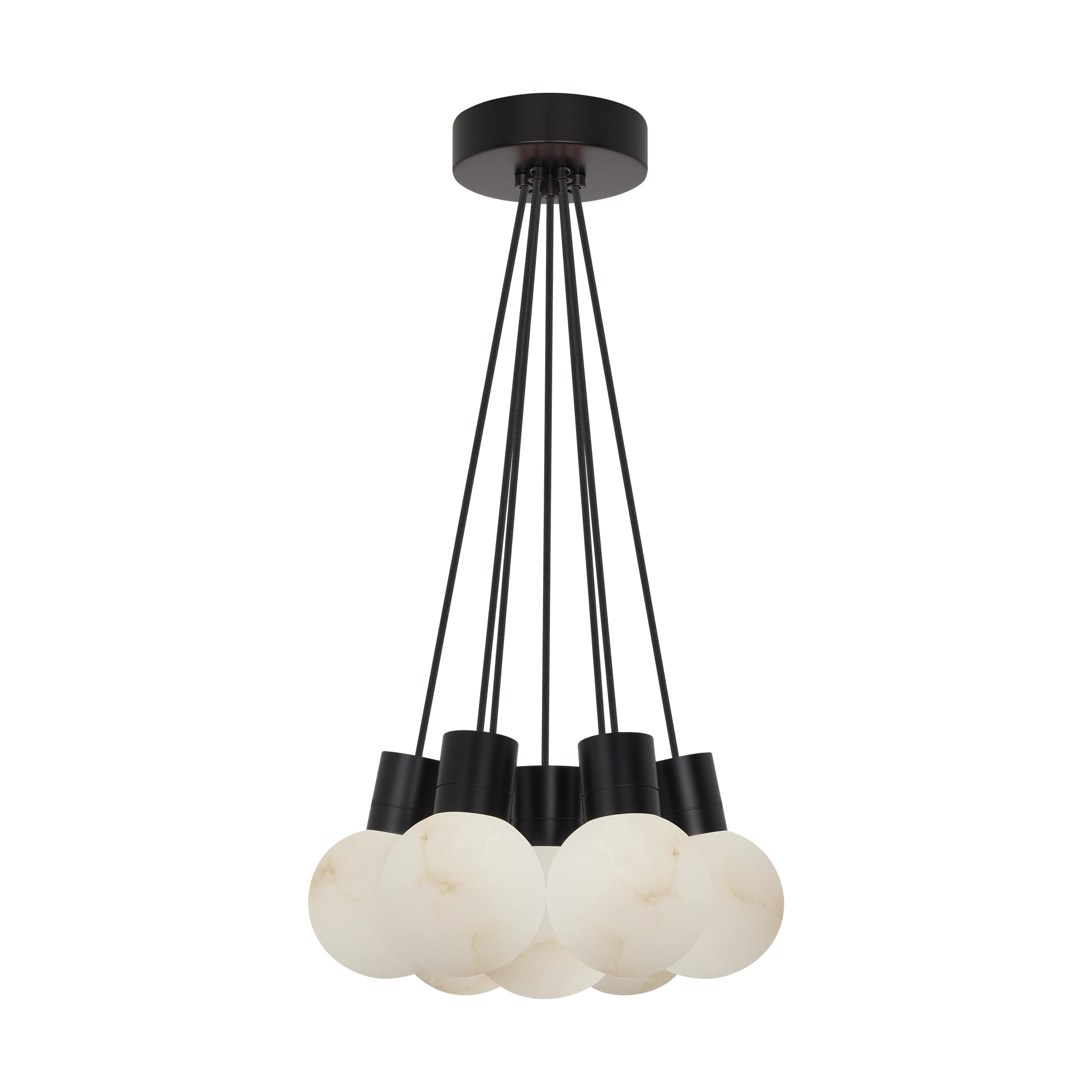 Mina Alabaster 7-Light Small Chandelier Black Cord Black 3000K-2200K 90 CRI