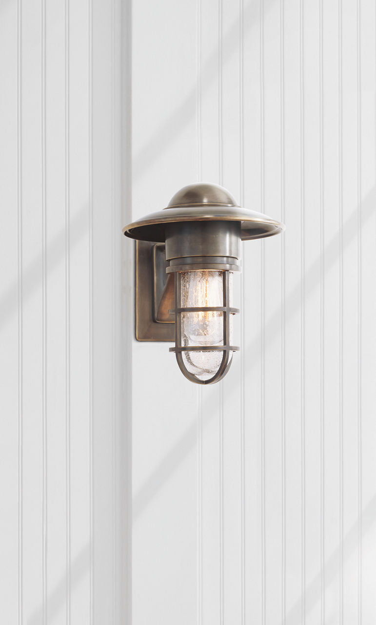 Marine Indoor/Outdoor Wall Light | Bronze | Seeded Glass