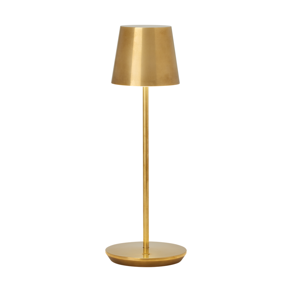 Nevis Accent Rechargeable Table Lamp Natural Brass 2700K 90 CRI wall charger included