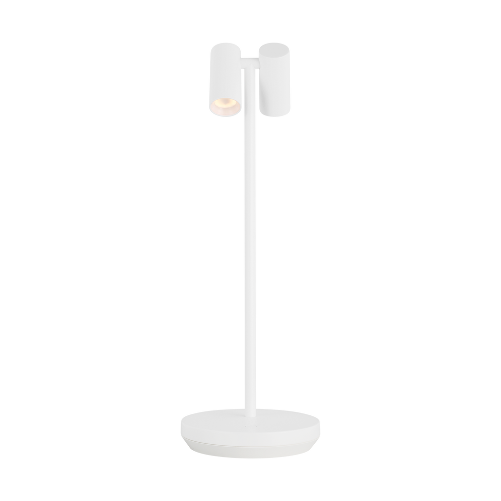Doppia Accent Rechargeable Table Lamp matte White 2700K 90 CRI wall charger included