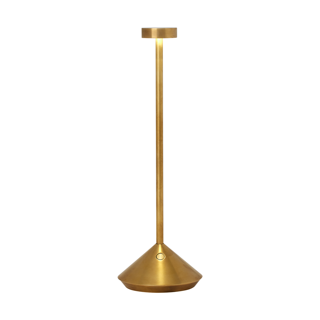 Moneta Accent Rechargeable Table Lamp Natural Brass 2700K 90 CRI wall charger included