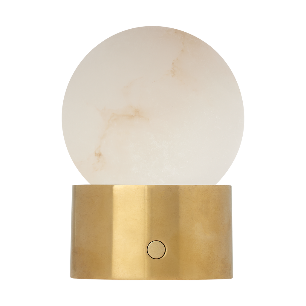 Mina Alabaster Accent Rechargeable Table Lamp Alabaster Hand Rubbed Antique Brass 2700K 90 CRI