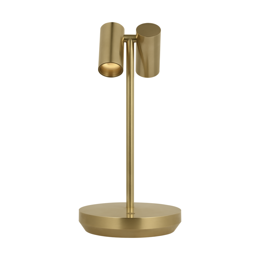 Doppia Short Accent Rechargeable Table Lamp Hand Rubbed Antique Brass 2700K 90 CRI