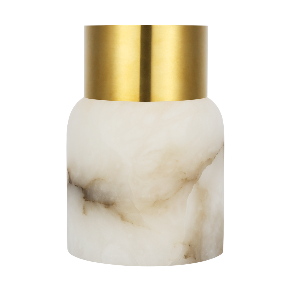 Caspe Alabaster 7 Rechargeable Table Lamp hand rubbed antique brass 2700K 90 CRI