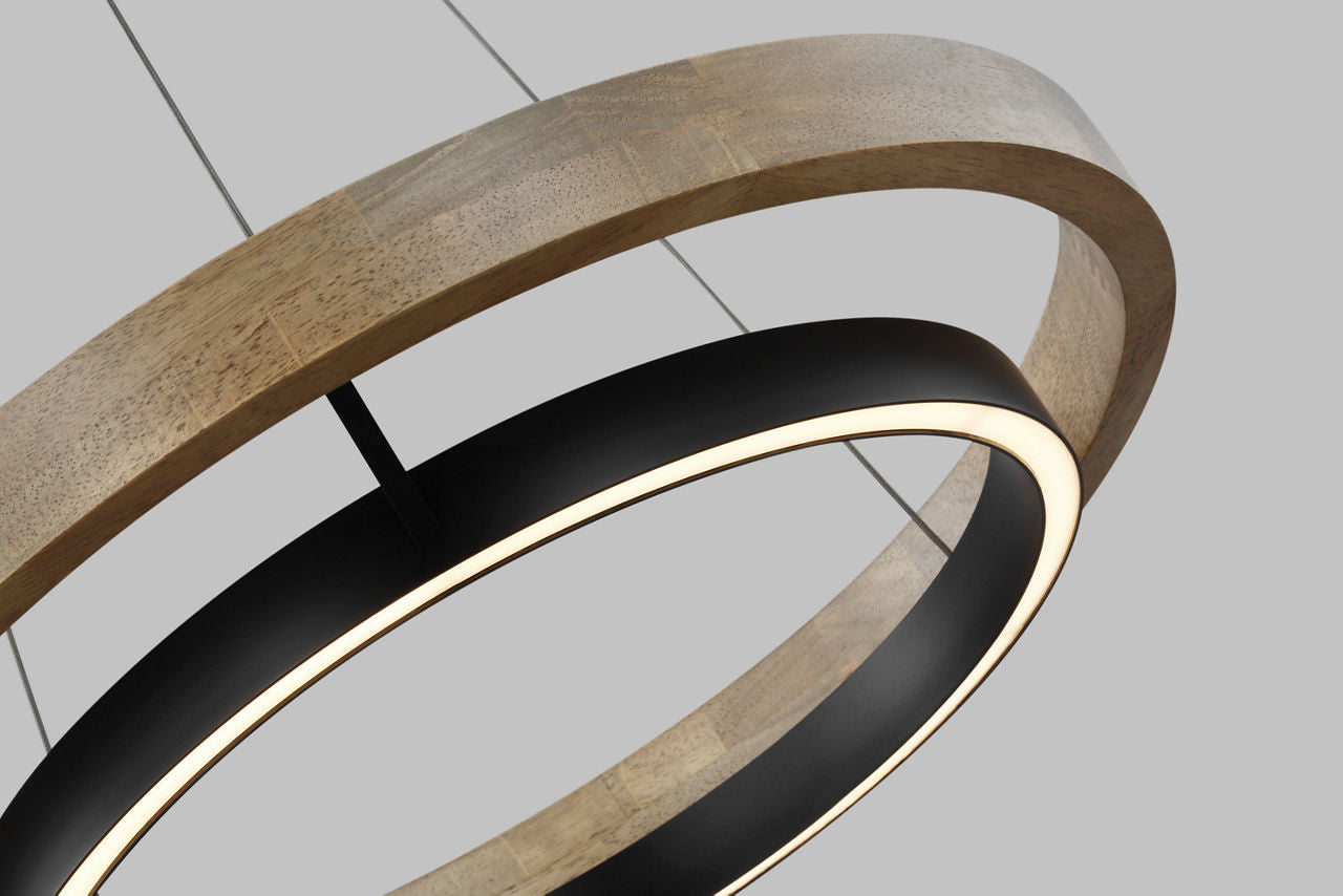 Grace 24 Chandelier Matte Black/weathered oak wood LED 90 CRI 3000K 120V