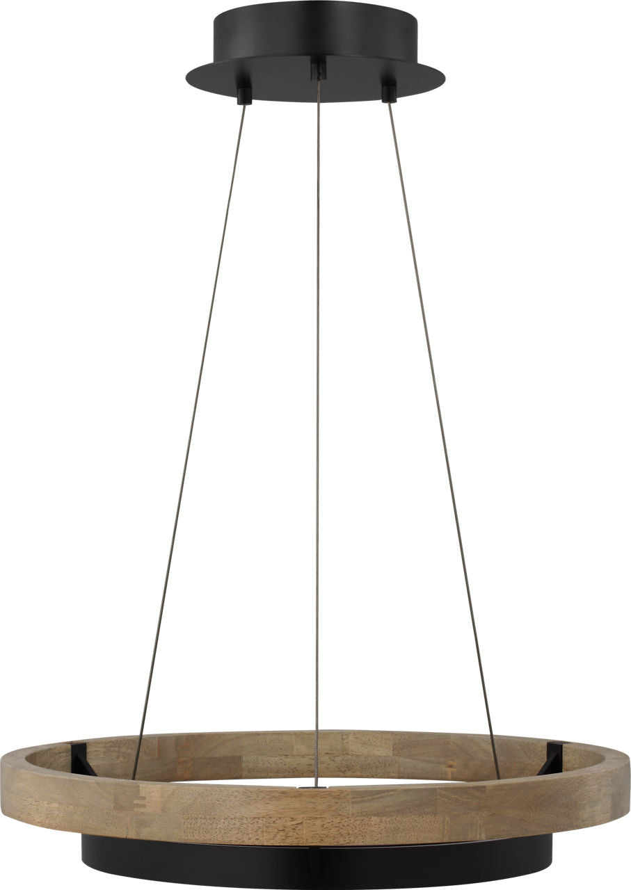 Grace 24 Chandelier Matte Black/weathered oak wood LED 90 CRI 3000K 120V