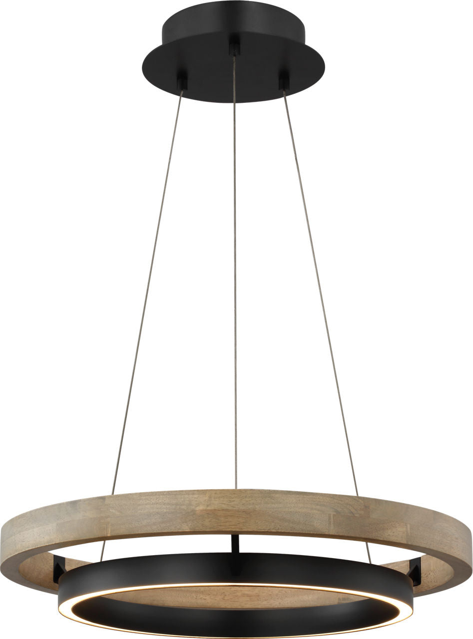 Grace 24 Chandelier Matte Black/weathered oak wood LED 90 CRI 3000K 120V