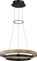 Grace 24 Chandelier Matte Black/weathered oak wood LED 90 CRI 3000K 120V