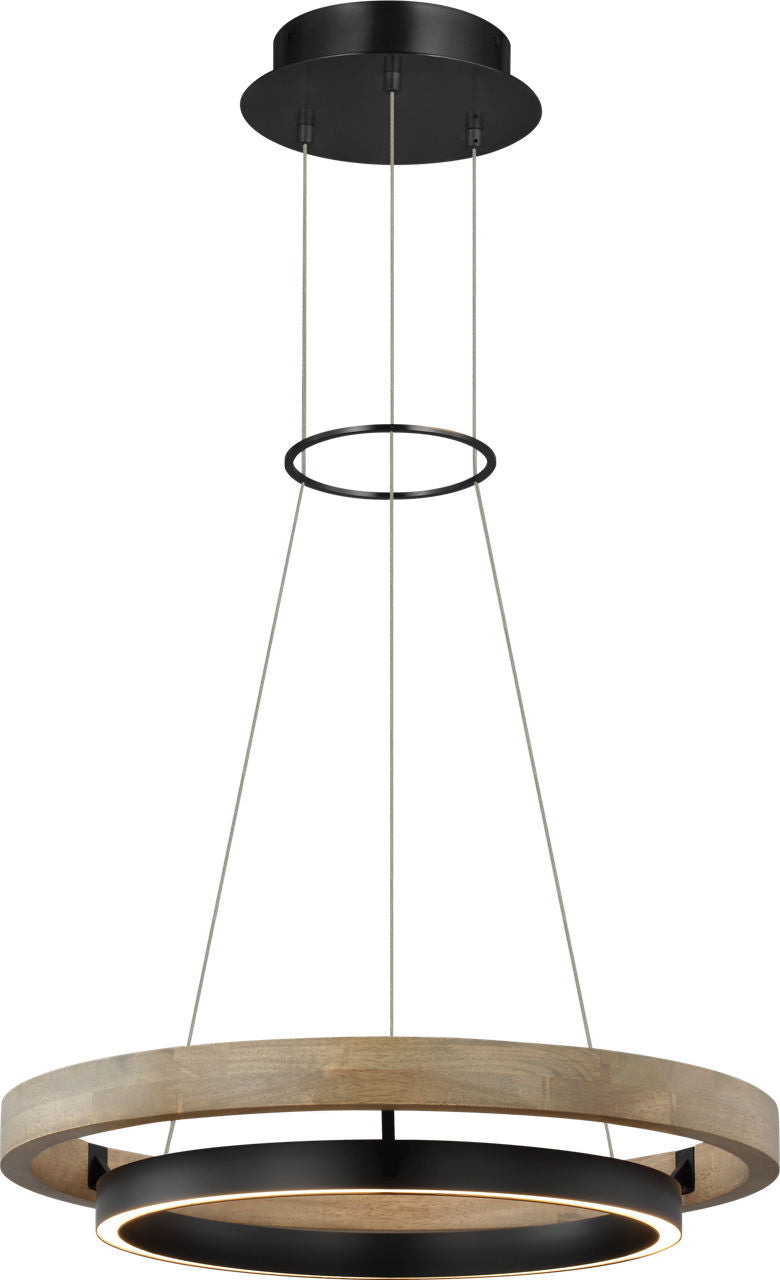 Grace 24 Chandelier Matte Black/weathered oak wood LED 90 CRI 3000K 120V