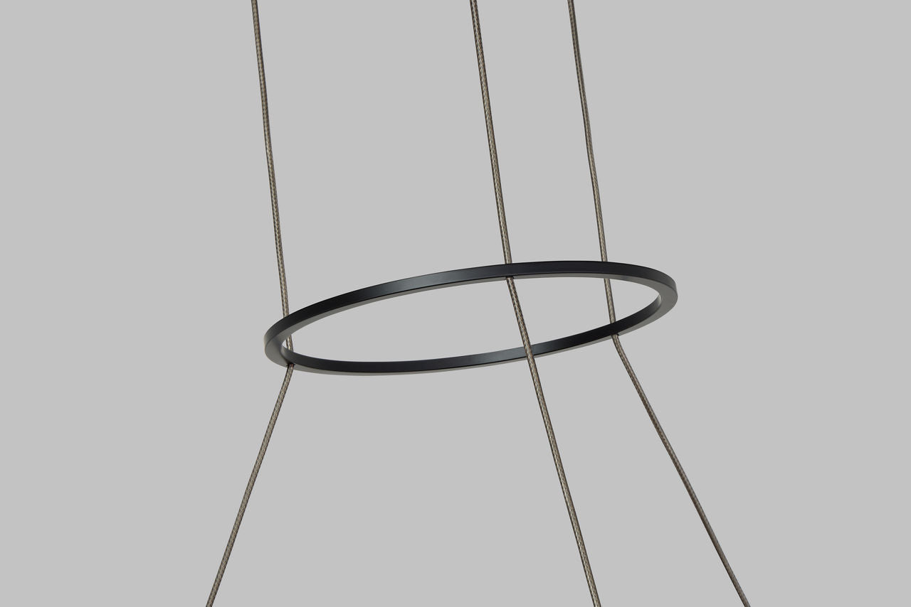 Grace 30 Chandelier 30" Diameter Matte Black/weathered oak wood LED 90 CRI 3000K 120V