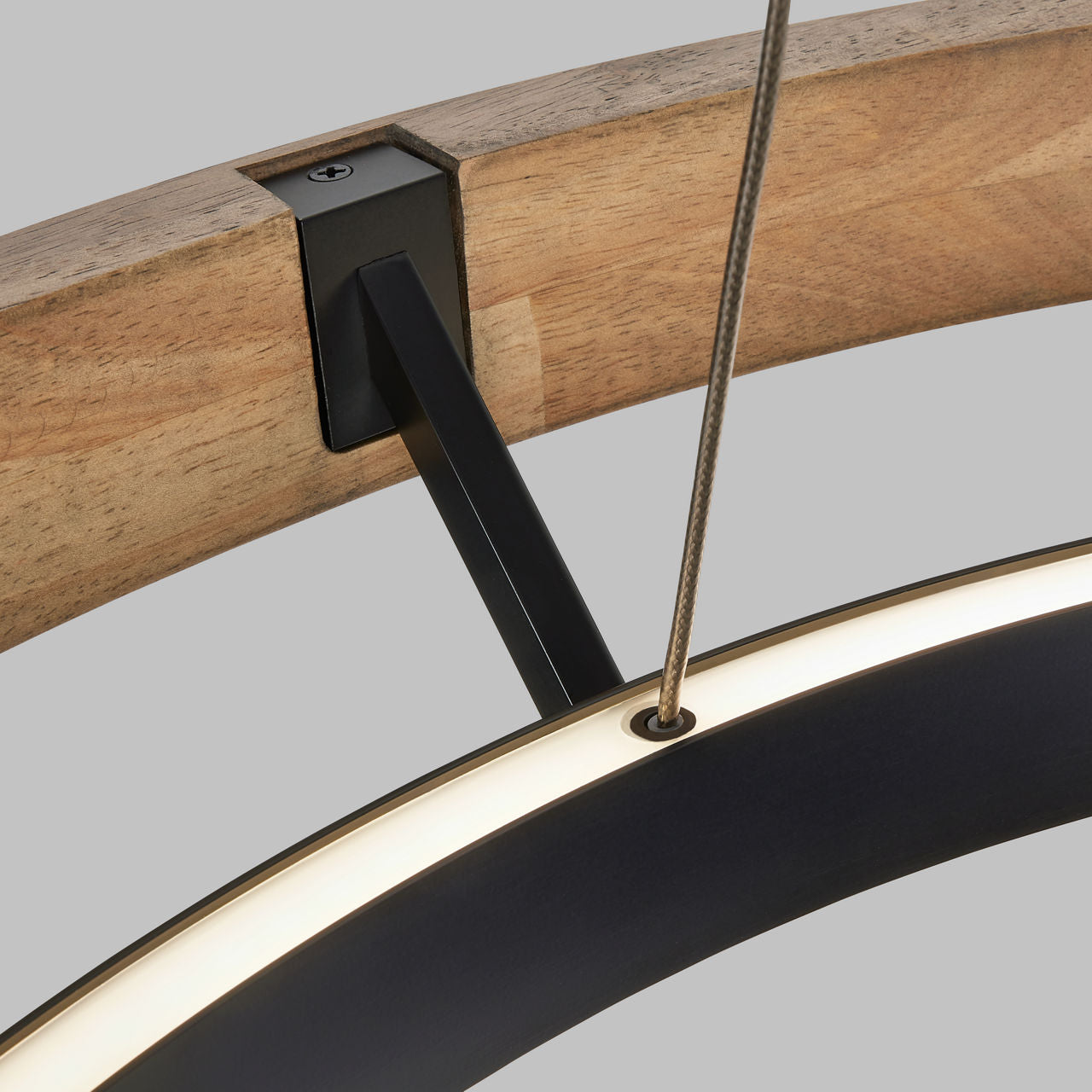 Grace 30 Chandelier 30" Diameter Matte Black/weathered oak wood 3500K 90 CRI integrated led 90 cri 3500k 120v