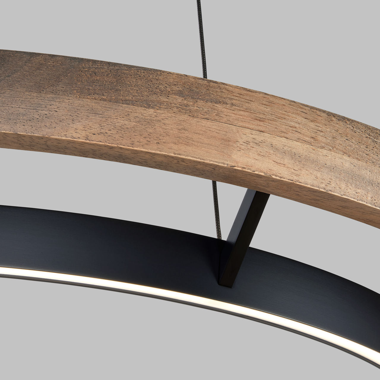 Grace 30 Chandelier 30" Diameter Matte Black/weathered oak wood LED 90 CRI 3000K 120V