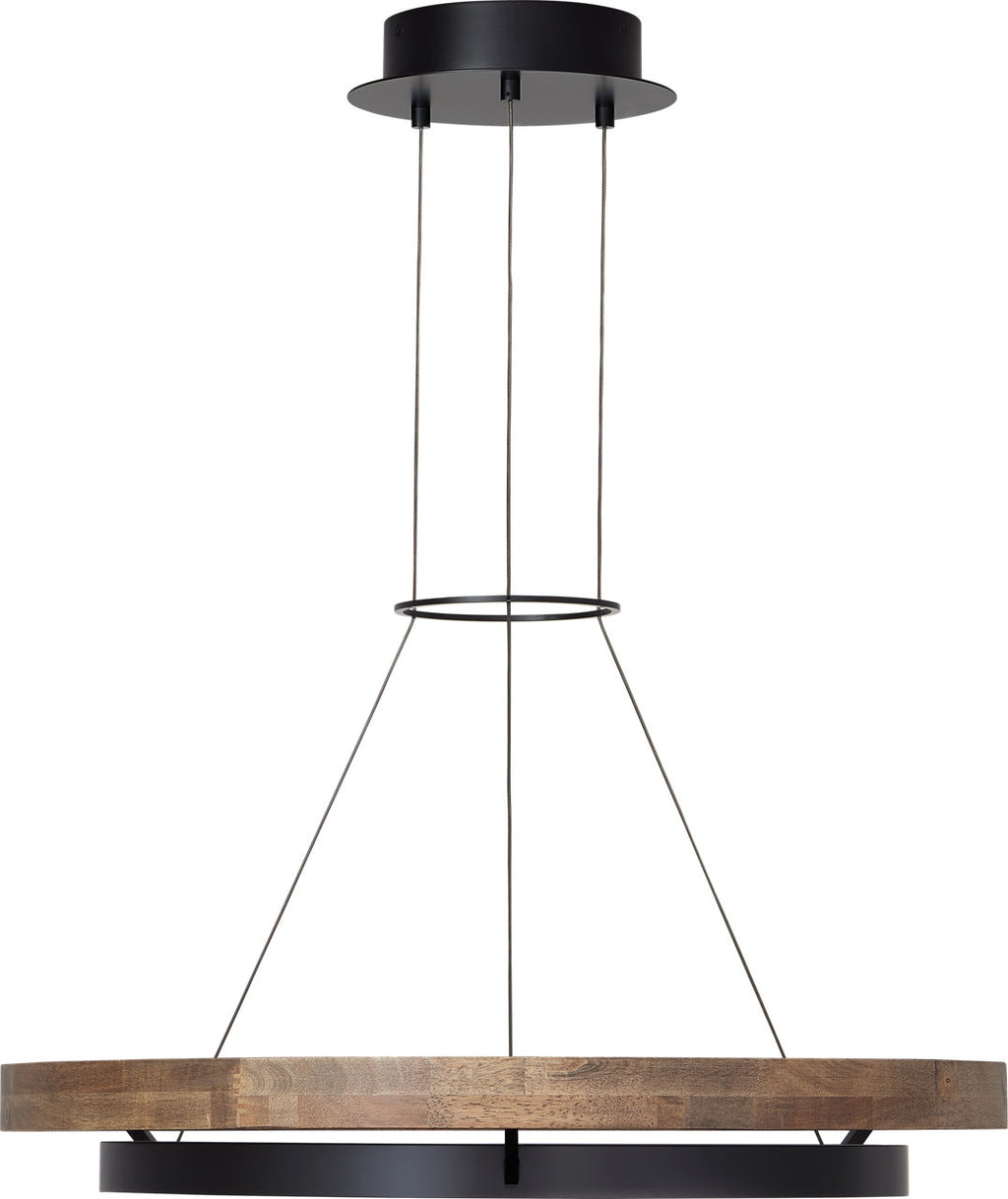 Grace 30 Chandelier 30" Diameter Matte Black/weathered oak wood LED 90 CRI 3000K 120V
