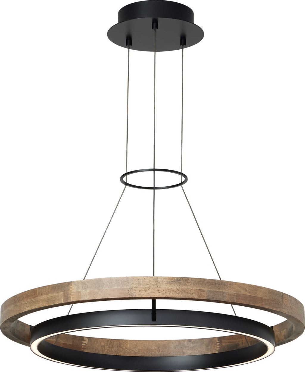 Grace 30 Chandelier 30" Diameter Matte Black/weathered oak wood LED 90 CRI 3000K 120V