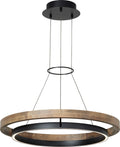 Grace 30 Chandelier 30" Diameter Matte Black/weathered oak wood LED 90 CRI 3000K 120V