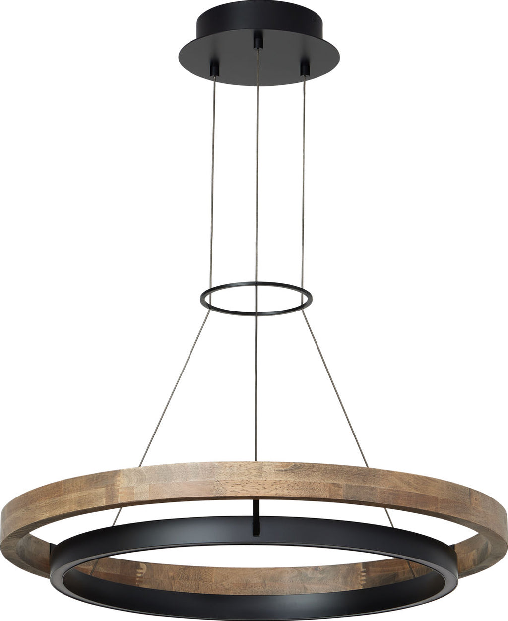 Grace 30 Chandelier 30" Diameter Matte Black/weathered oak wood LED 90 CRI 3000K 120V