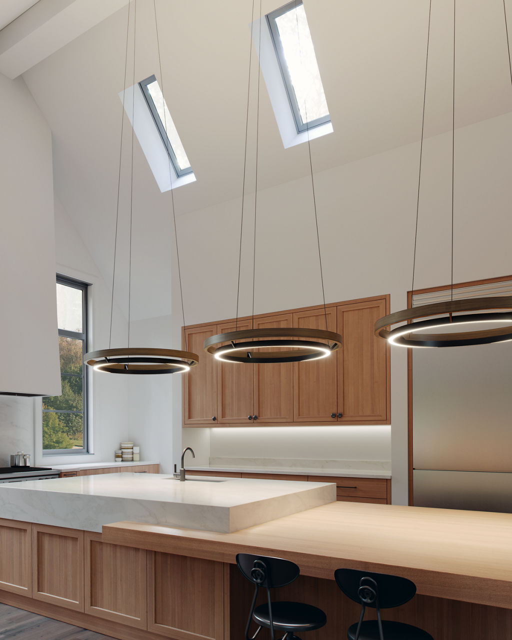 Grace 36 Chandelier Matte Black/weathered oak wood 3500K 90 CRI integrated led 90 cri 3500k 120v