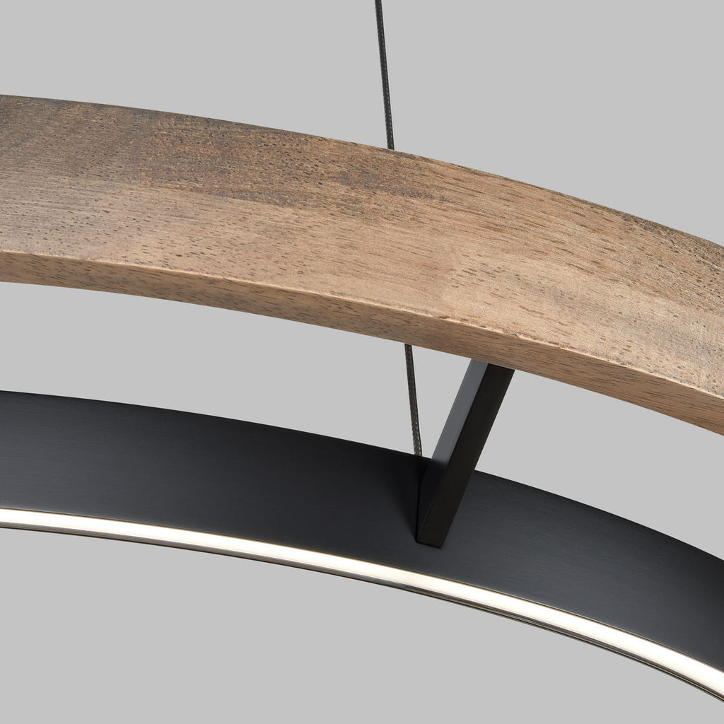 Grace 36 Chandelier Matte Black/weathered oak wood LED 90 CRI 3000K 120V