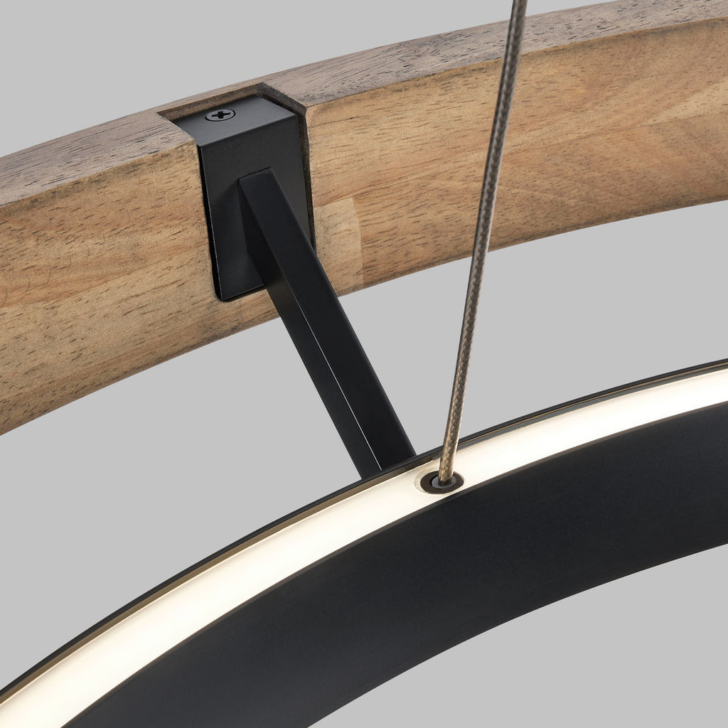 Grace 36 Chandelier Matte Black/weathered oak wood 3500K 90 CRI integrated led 90 cri 3500k 120v