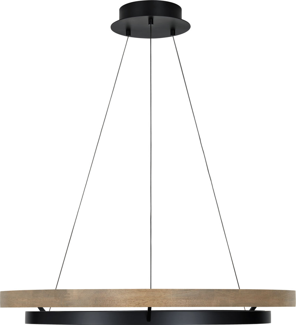 Grace 36 Chandelier Matte Black/weathered oak wood LED 90 CRI 3000K 120V