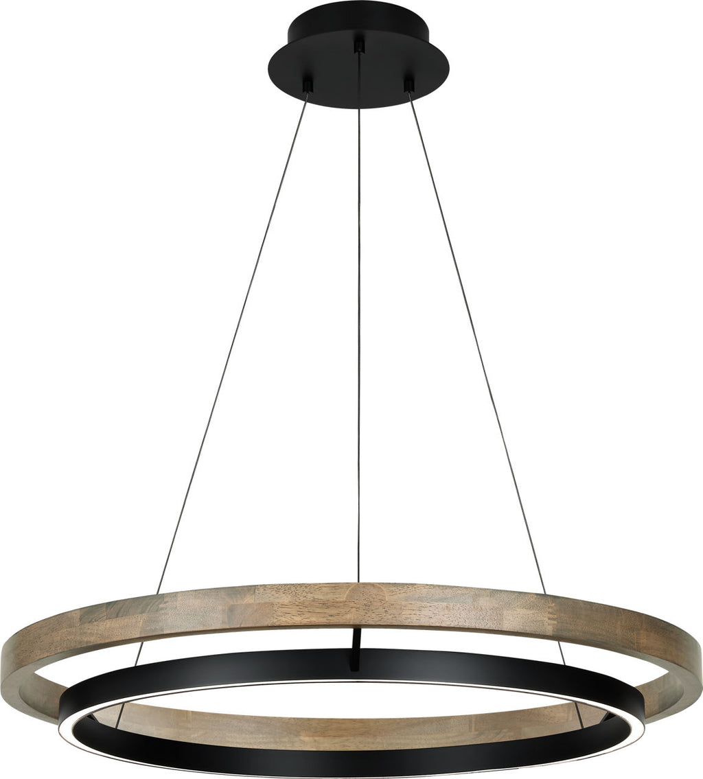 Grace 36 Chandelier Matte Black/weathered oak wood 3500K 90 CRI integrated led 90 cri 3500k 120v