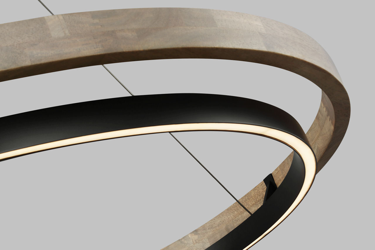 Grace 48 Chandelier Matte Black/weathered oak wood 3000K 90 CRI integrated led 90 cri 3000k 120v