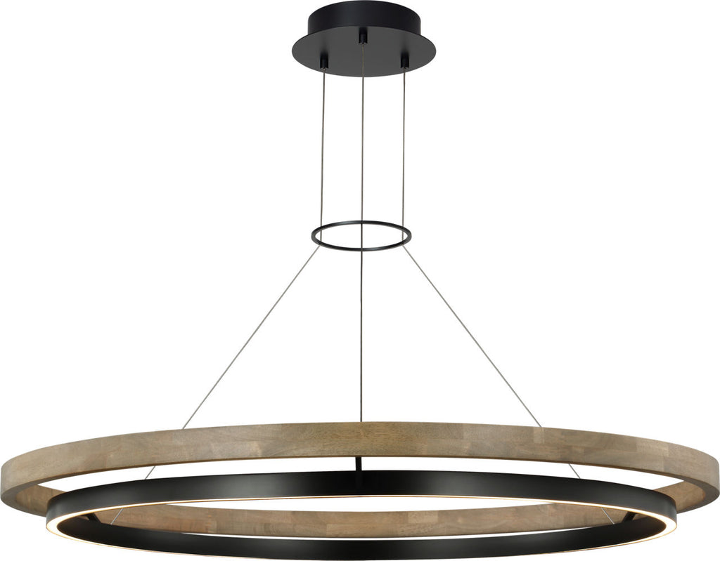 Grace 48 Chandelier Matte Black/weathered oak wood 3000K 90 CRI integrated led 90 cri 3000k 120v