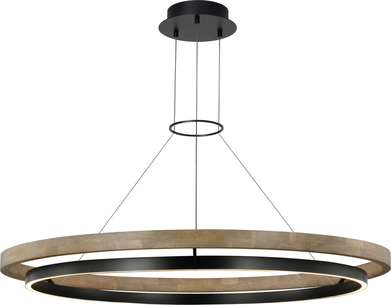 Grace 48 Chandelier Matte Black/weathered oak wood 3000K 90 CRI integrated led 90 cri 3000k 120v