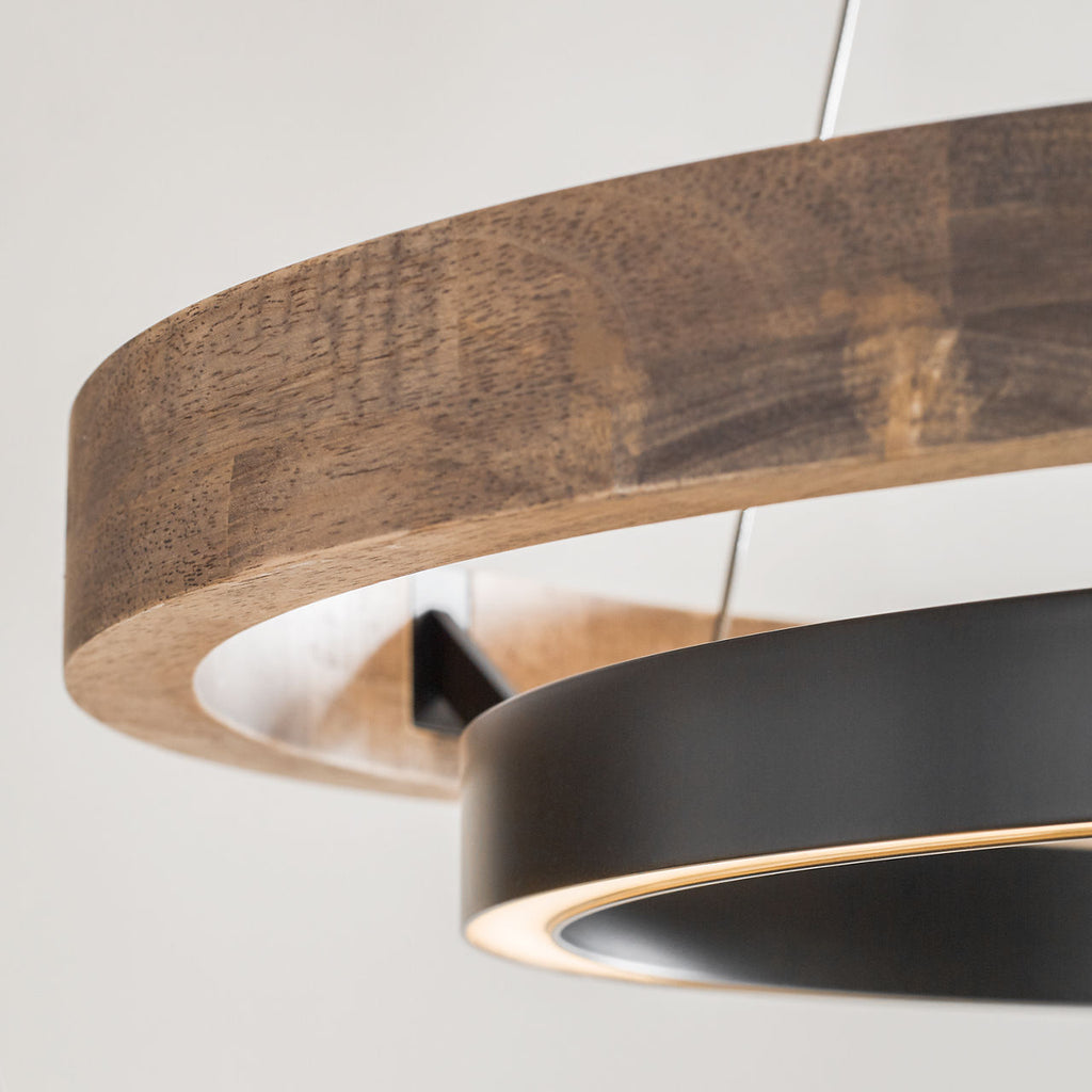 Grace 36 Chandelier Matte Black/weathered oak wood 3500K 90 CRI integrated led 90 cri 3500k 120v