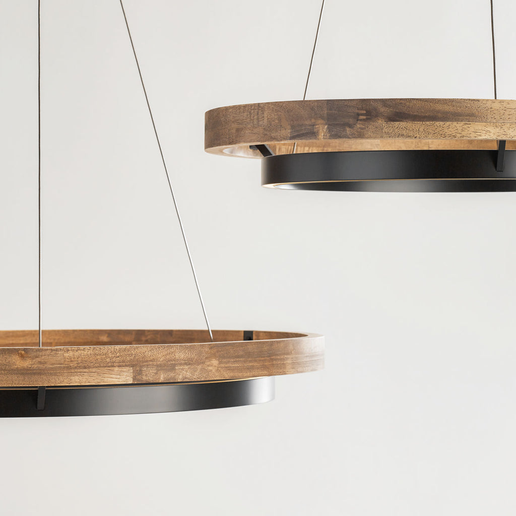 Grace 36 Chandelier Matte Black/weathered oak wood 3500K 90 CRI integrated led 90 cri 3500k 120v