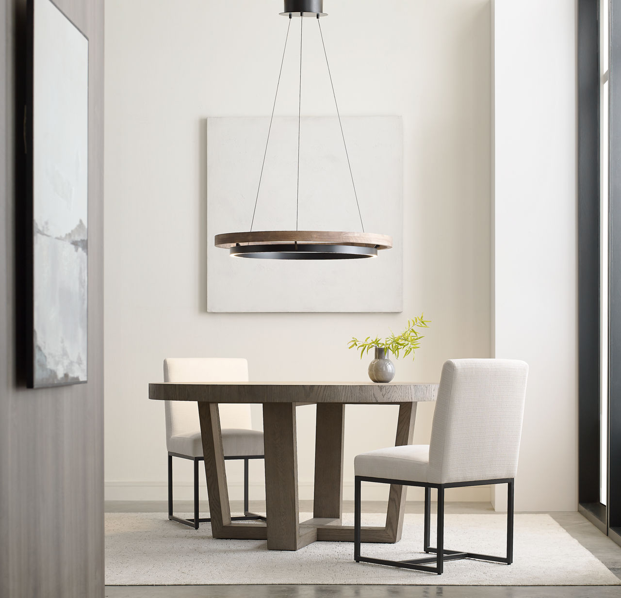 Grace 36 Chandelier Matte Black/weathered oak wood 3500K 90 CRI integrated led 90 cri 3500k 120v