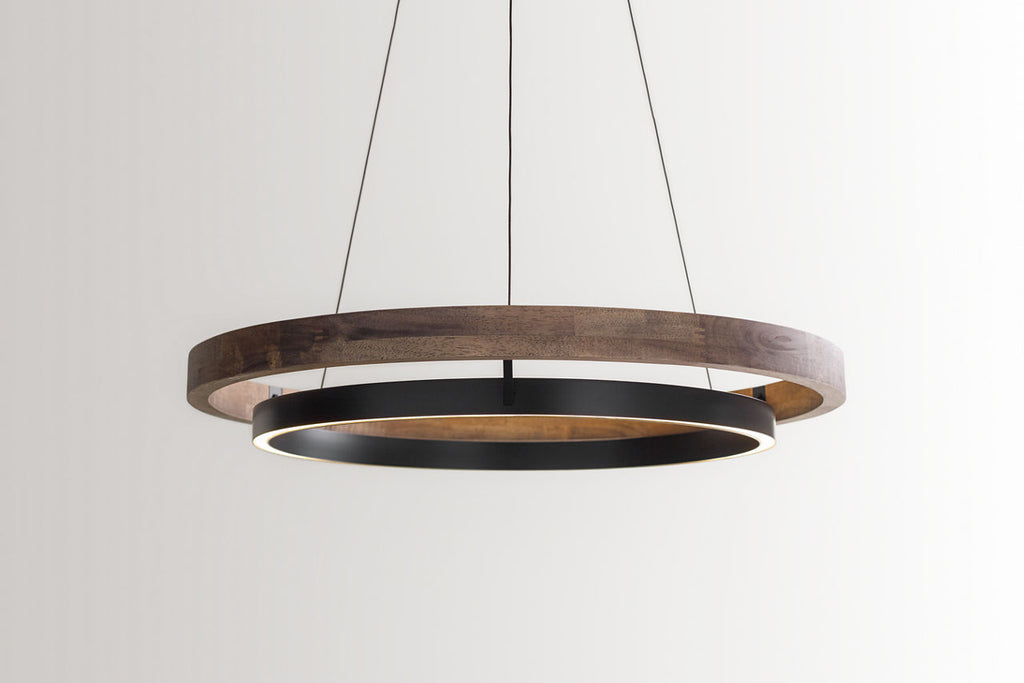 Grace 36 Chandelier Matte Black/weathered oak wood LED 90 CRI 3000K 120V